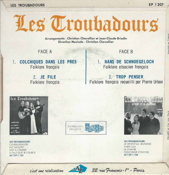 Les Troubadours - Colchiques Dans Les Près | Disc'Az (EP 1 207) - 2