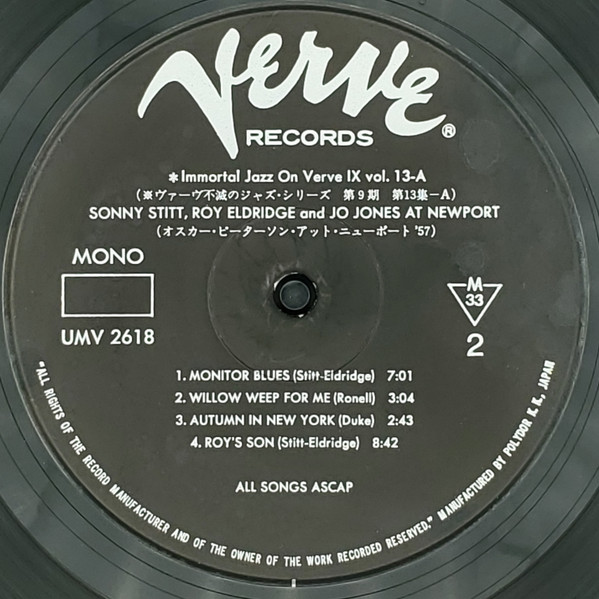 The Oscar Peterson Trio With Roy Eldridge / Sonny Stitt & Jo Jones - At Newport | Verve Records (UMV 2618) - 4