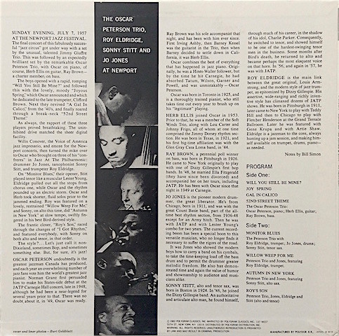 The Oscar Peterson Trio With Roy Eldridge / Sonny Stitt & Jo Jones - At Newport | Verve Records (UMV 2618) - 2