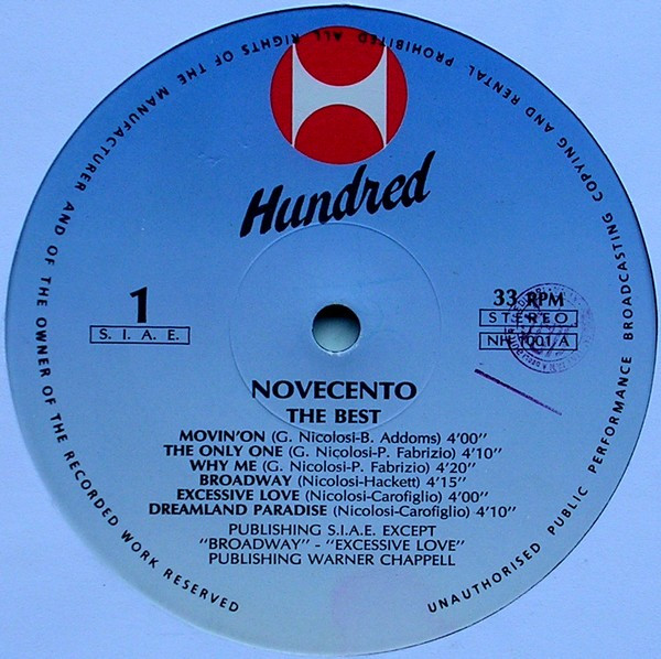 Novecento - The Best | Hundred Records (NH 1001) - 3