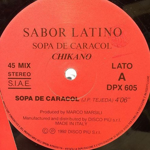 Sabor Latino - Sopa De Caracol (Chikano) | D.V. More Record (DPX 605) - 2