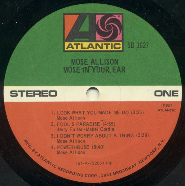 Mose Allison - Mose In Your Ear | Atlantic (SD 1627) - 3 Mose Allison - Mose In Your Ear | Atlantic (SD 1627) - 3