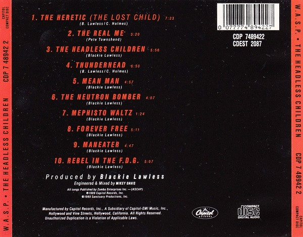 W.A.S.P. - The Headless Children | Capitol Records (CDP 7 489422) - 2