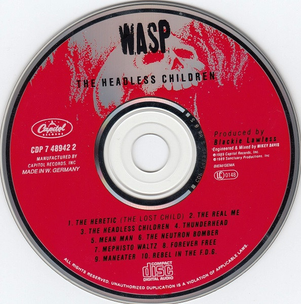W.A.S.P. - The Headless Children | Capitol Records (CDP 7 489422) - 3