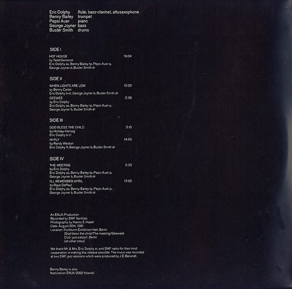 Eric Dolphy - Berlin Concerts | Enja Records (enja 3007 + 9) - 2 Eric Dolphy - Berlin Concerts | Enja Records (enja 3007 + 9) - 2