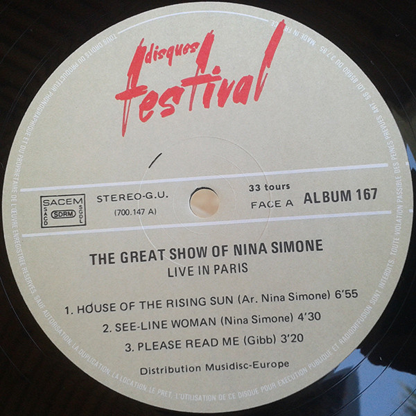 Nina Simone - The Great Show Of Nina Simone Live In Paris | Disques Festival (Album 167) - 4 Nina Simone - The Great Show Of Nina Simone Live In Paris | Disques Festival (Album 167) - 4