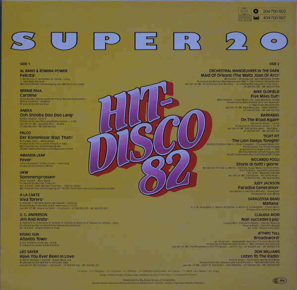 Various - Super 20 - Hit Disco '82 | Ariola (204 700) - 2