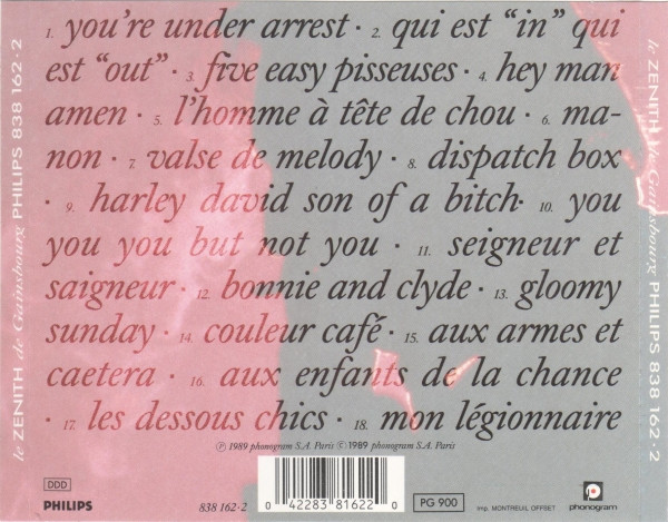 Serge Gainsbourg - Le Zénith De Gainsbourg | Philips (838 162-2) - 2