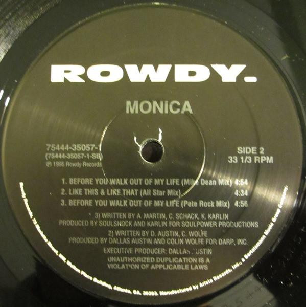 Monica - Before You Walk Out Of My Life & Like This And Like That (Remix) | Rowdy Records (75444-35057-1) - 4