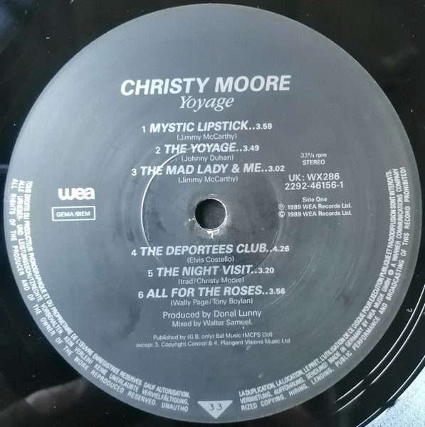 Christy Moore - Voyage | WEA (WX286) - 3