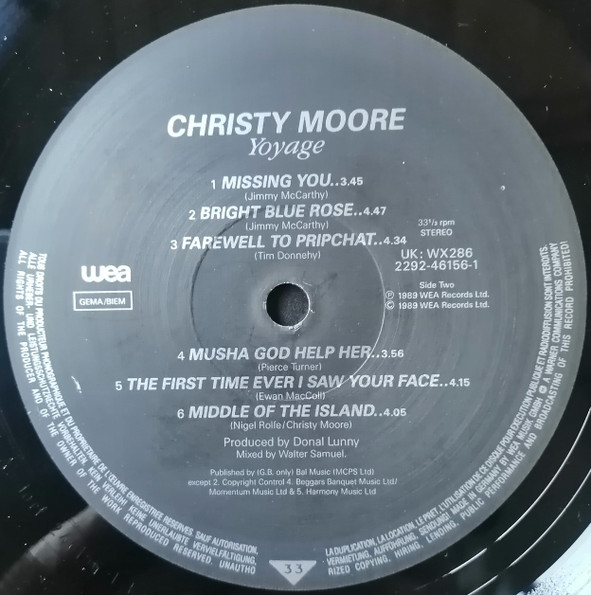 Christy Moore - Voyage | WEA (WX286) - 4