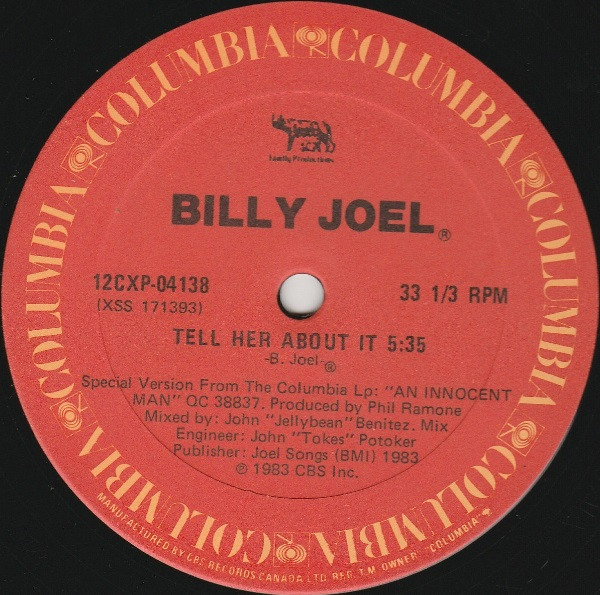 Billy Joel - Tell Her About It (12") [Vinyl] | Columbia (12CXP-04138) - 3