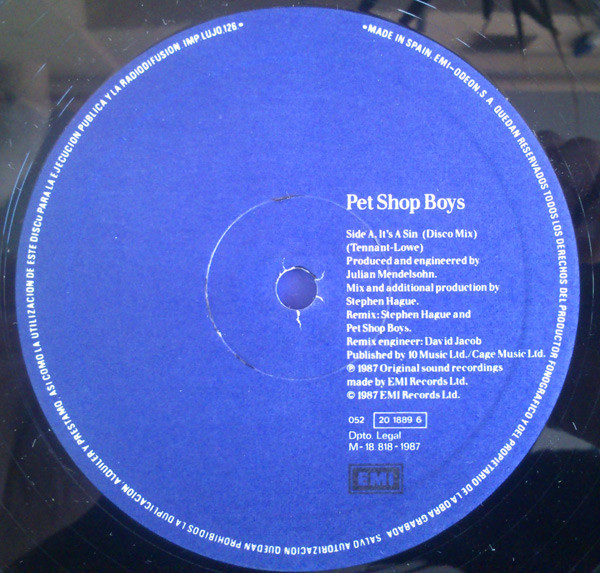 Pet Shop Boys - It's A Sin | EMI (052 20 1889 6) - 3