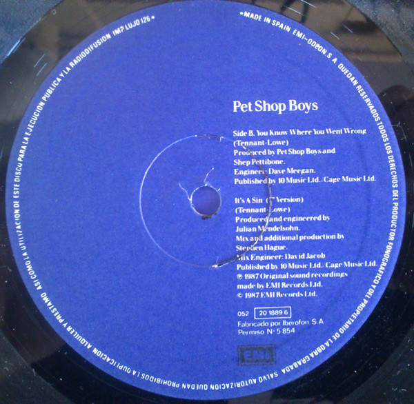 Pet Shop Boys - It's A Sin | EMI (052 20 1889 6) - 4