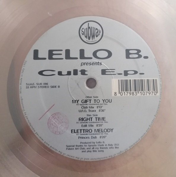 Lello B. - Presents Cult E.P. | Subway Records (SUB 096) - main Lello B. - Presents Cult E.P. | Subway Records (SUB 096) - main