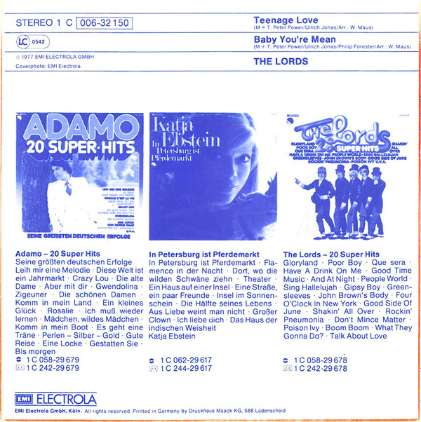 The Lords - Teenage Love | EMI (1C 006-32 150)