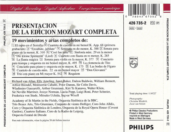 Wolfgang Amadeus Mozart - Presentación de la Edición Mozart Completa | Philips (426 735-2) - 2 Wolfgang Amadeus Mozart - Presentación de la Edición Mozart Completa | Philips (426 735-2) - 2