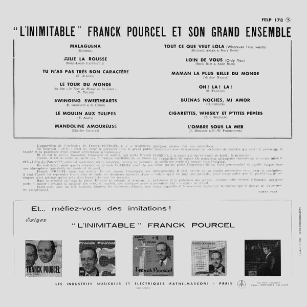 Franck Pourcel Et Son Grand Orchestre - L'inimitable | La Voix De Son Maître (FELP 178) - 2 Franck Pourcel Et Son Grand Orchestre - L'inimitable | La Voix De Son Maître (FELP 178) - 2