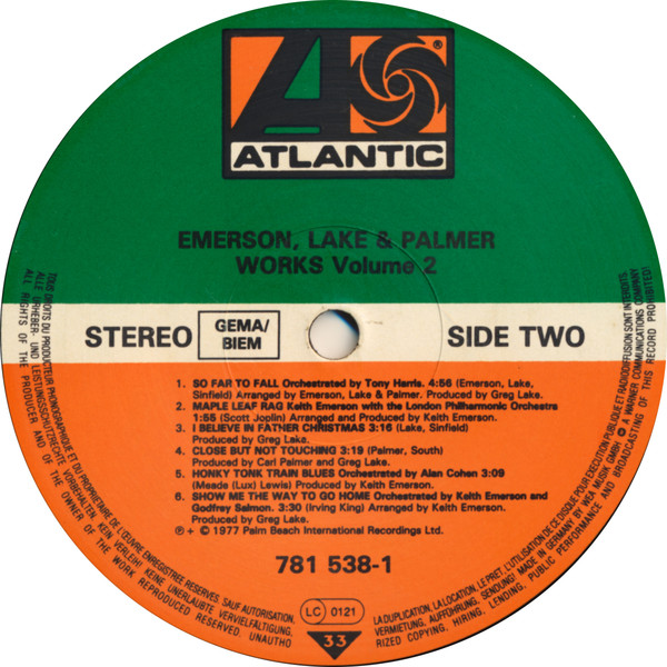 Emerson, Lake & Palmer - Works Volume 2 | Atlantic (781 538-1) - 2 Emerson, Lake & Palmer - Works Volume 2 | Atlantic (781 538-1) - 2