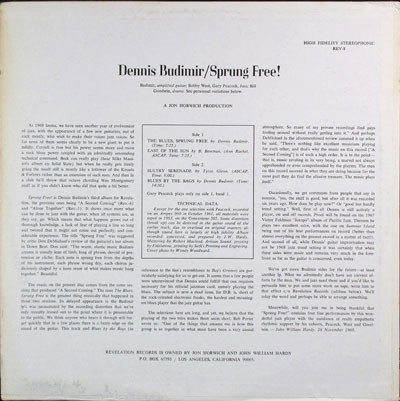 Dennis Budimir - Sprung Free! [Vinyl] | Revelation Records (REV-8) - 2