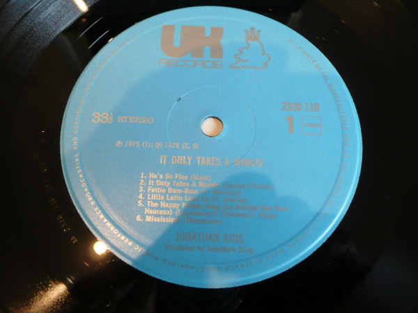 Jonathan King - It Only Takes A Minute | UK Records (2330 110) - 3