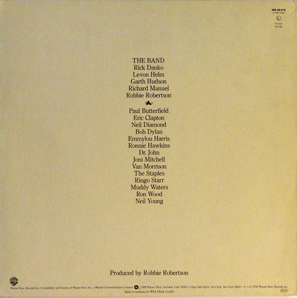 The Band - The Last Waltz | Warner Bros. Records (WB 66 076) - 2 The Band - The Last Waltz | Warner Bros. Records (WB 66 076) - 2