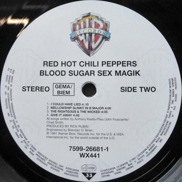 Red Hot Chili Peppers - Blood Sugar Sex Magik | Warner Bros. Records (7599-26681-1) - 3