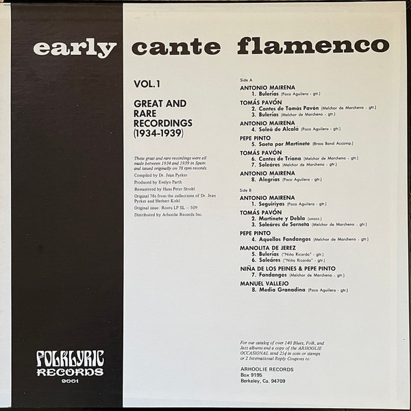 Various - Early Cante Flamenco: Great And Rare Recordings (1934-1939) - Vol. 1 | folklyric records (9001) - 2 Various - Early Cante Flamenco: Great And Rare Recordings (1934-1939) - Vol. 1 | folklyric records (9001) - 2