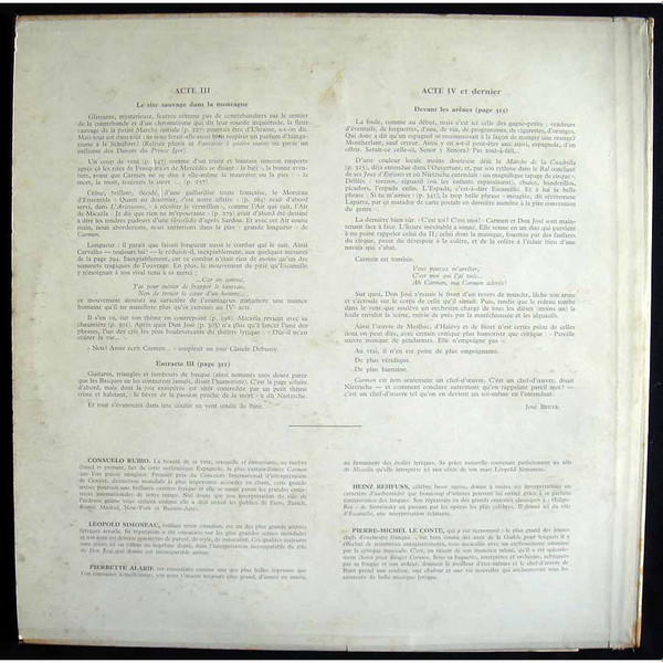 Georges Bizet , Choeurs Et Orchestre Des Concerts De Paris , Pierre-Michel Le Conte , Consuelo Rubio , Pierrette Alarie , Leopold Simoneau , Heinz Rehfuss - Carmen | Guilde Internationale Du Disque (MMS 2184) - 2