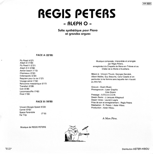 Regis Peters - Aleph Zero (Suite Synthétique Pour Piano Et Grandes Orgues) | Aster-Hibou (AH 8201) - 2