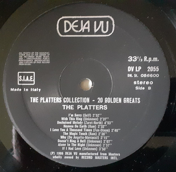 The Platters - The Platters Collection - 20 Golden Greats | Deja Vu (DVLP 2055) - 4 The Platters - The Platters Collection - 20 Golden Greats | Deja Vu (DVLP 2055) - 4