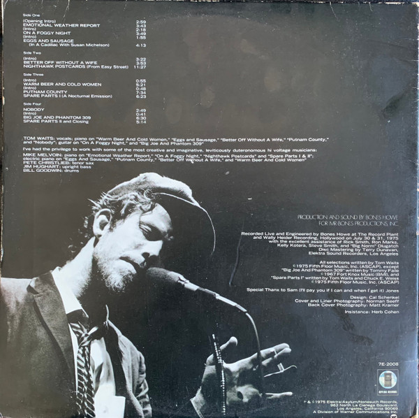 Tom Waits - Nighthawks At The Diner | Asylum Records (7E-2008) - 4 Tom Waits - Nighthawks At The Diner | Asylum Records (7E-2008) - 4