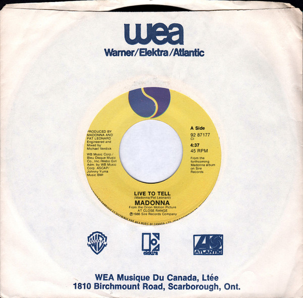 Madonna - Live To Tell (7") [Vinyl] | Sire (92 87177) - 3