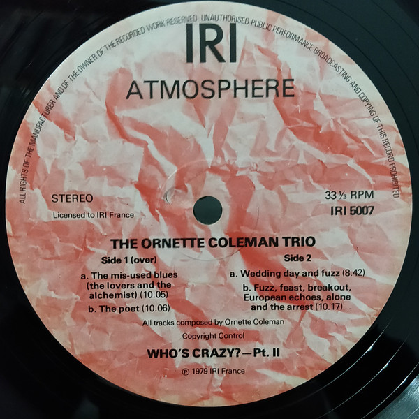 Ornette Coleman - Who's Crazy 2? - La Clef Des Champs 2 | Atmosphere (IRI 5007) - 3