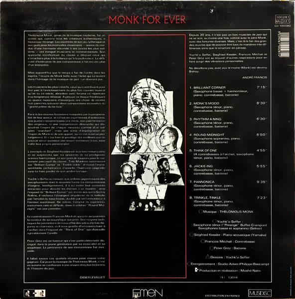 Yochk'o Seffer , Siegfried Kessler , François Mechali , Peter Gritz - Monk For Ever | Emen (100281) - 2 Yochk'o Seffer , Siegfried Kessler , François Mechali , Peter Gritz - Monk For Ever | Emen (100281) - 2