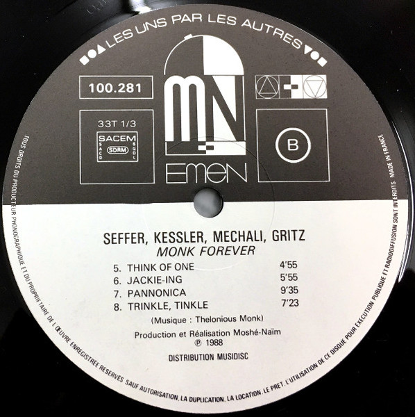 Yochk'o Seffer , Siegfried Kessler , François Mechali , Peter Gritz - Monk For Ever | Emen (100281) - 4 Yochk'o Seffer , Siegfried Kessler , François Mechali , Peter Gritz - Monk For Ever | Emen (100281) - 4