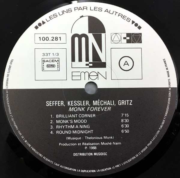 Yochk'o Seffer , Siegfried Kessler , François Mechali , Peter Gritz - Monk For Ever | Emen (100281) - 3 Yochk'o Seffer , Siegfried Kessler , François Mechali , Peter Gritz - Monk For Ever | Emen (100281) - 3