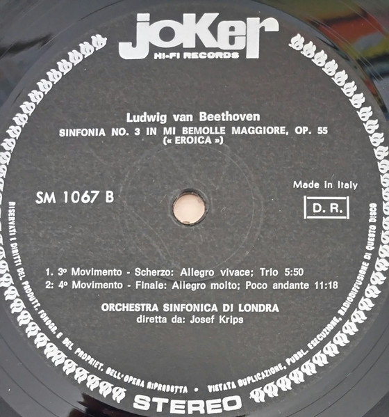 Ludwig van Beethoven - London Symphony Orchestra Diretta Da Josef Krips - Sinfonia N.° 3 ("Eroica") | Joker (SM 1067) - 4