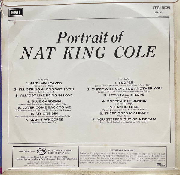 Nat King Cole - Portrait Of Nat King Cole | Starline (SRSJ 5039)