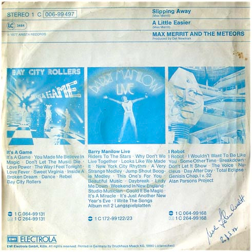 Max Merritt And The Meteors - Slipping Away | Arista (1C 006-99 497) - 2 Max Merritt And The Meteors - Slipping Away | Arista (1C 006-99 497) - 2