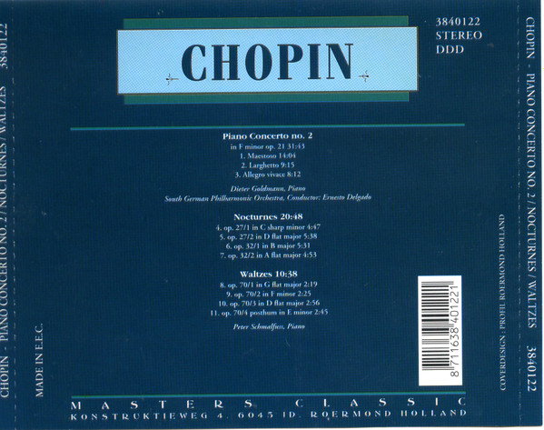 Frédéric Chopin - Piano Concerto No. 2 / Nocturnes Op. 27 & Op. 32 / Waltzes Op. 70 | Masters Classic (CLS 4012) - 4