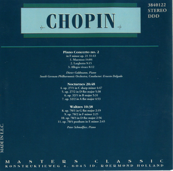 Frédéric Chopin - Piano Concerto No. 2 / Nocturnes Op. 27 & Op. 32 / Waltzes Op. 70 | Masters Classic (CLS 4012) - 2
