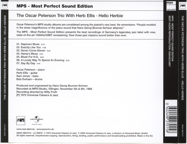 The Oscar Peterson Trio With Herb Ellis - Hello Herbie | MPS Records (06024 9827015) - 2