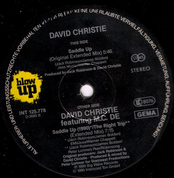 David Christie - Saddle Up 1990 (The Right Trip) | Blow Up (INT 125.778) - 3
