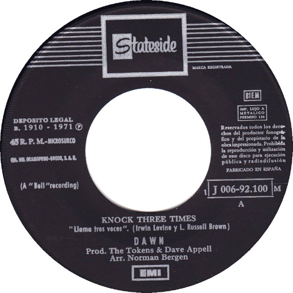 Dawn - Knock Three Times | Stateside (1 J 006-92.100 M) - 3