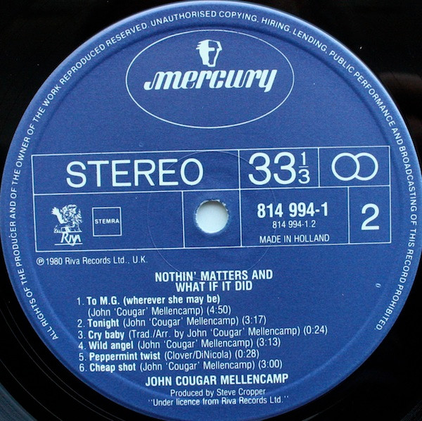 John Cougar Mellencamp - Nothin' Matters And What If It Did | Mercury (814 994-1) - 4