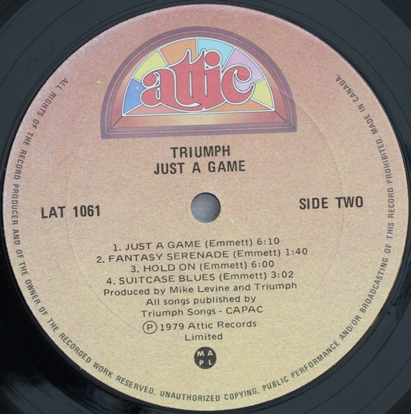 Triumph - Just A Game [Vinyl] | Attic (LAT 1061) - 4