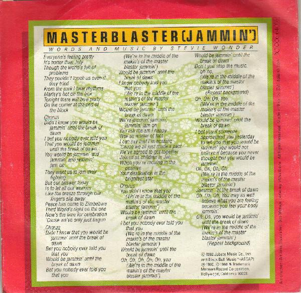 Stevie Wonder - Master Blaster (Jammin') | Motown (3C 006-64076) - 2