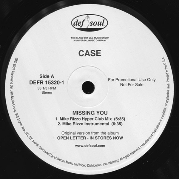 Case - Missing You (Dance Mixes) | Def Soul (DEFR 15320-1) - 2