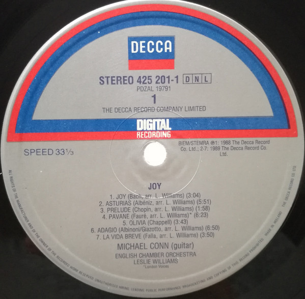 Michael Conn / English Chamber Orchestra / Leslie Williams - Joy | Decca (425 201-1) - 3